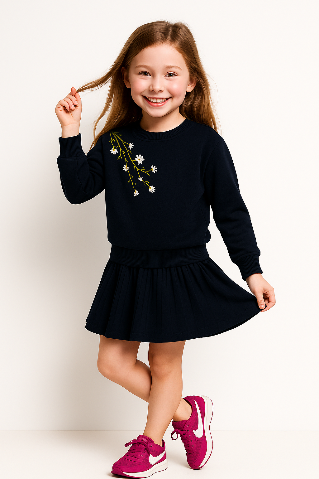 Bloom Sweatshirt Dress - Midnight Navy