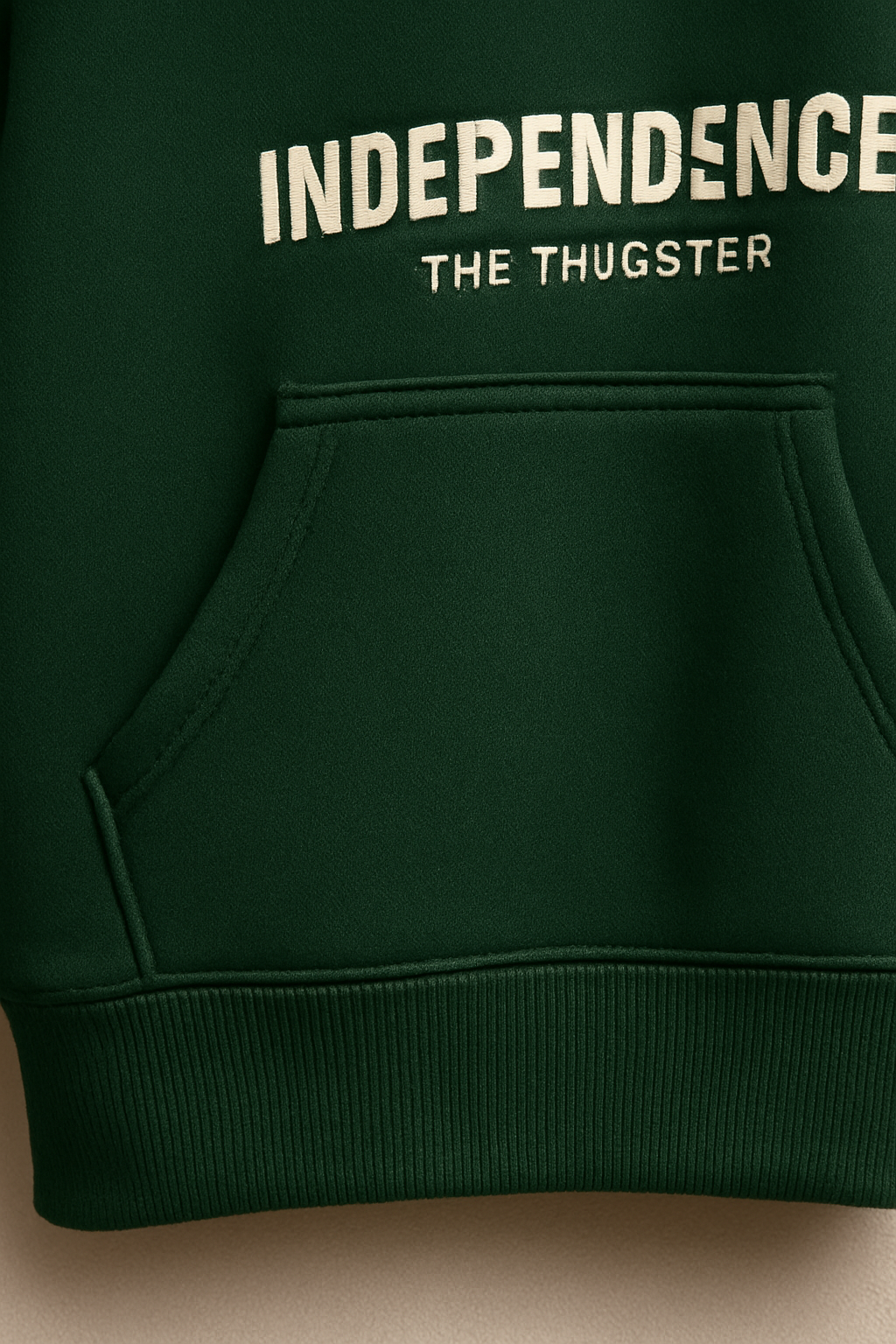 Green hoodie set for young icons by The Thugster with Independence print and front pocket